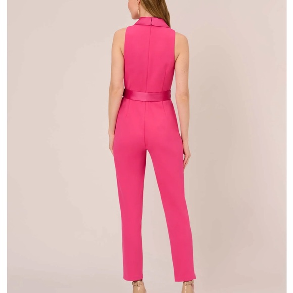 NWOT Sleeveless Crepe Jumpsuit with Tuxedo Collar in Cabaret Pink - Size 6 - Picture 4 of 9